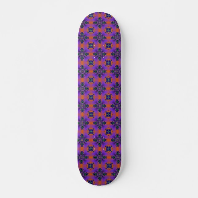Artdeco Flowers i Retro Stil Mini Skateboard Bräda 18,5 Cm (Framsida)