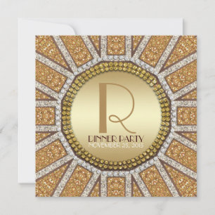 ArtDeco Sol Golden Glitter inbjudan till middagsfe