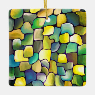 ArtDeco Watercolor Mönster Tile Modern Abstrakt Julgransprydnad Keramik