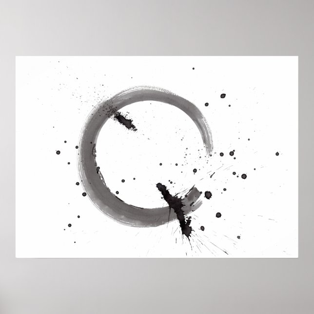 Arte abstrata preto e branco em aquarela poster (Framsidan)
