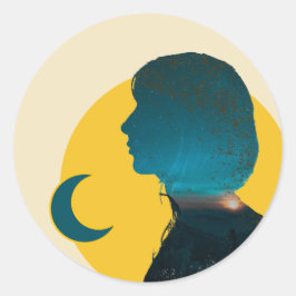 Arte Azul Escura Clássica Contemplativa e Criativa Runt Klistermärke