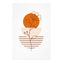 Arte boho flor en un atardecer fototryck