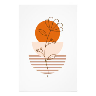 Arte boho flor en un atardecer fototryck