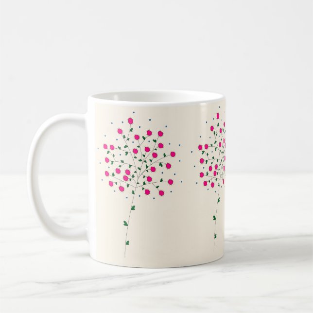 Arte Botânica Harmônica com Flores Rosas e Folhas Kaffemugg (Vänster)