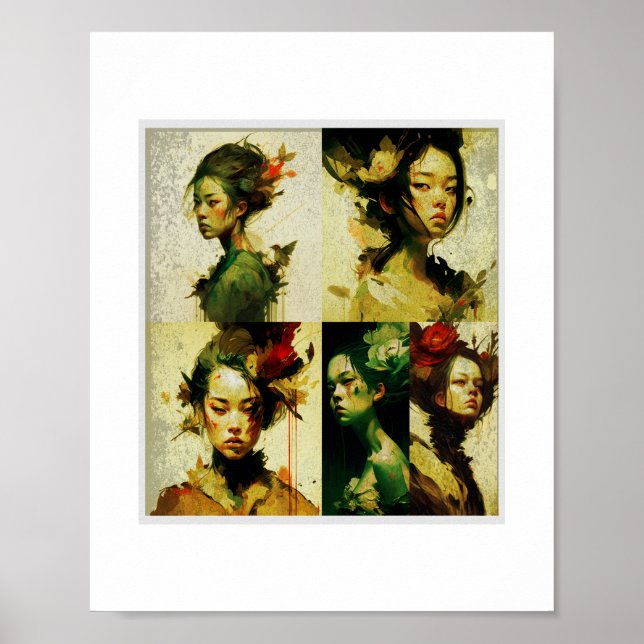 Arte floral digital y estética oscura. poster (Framsidan)