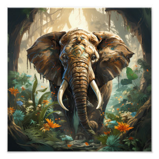 Arte inspirado fantasía vida salvaje elefante fototryck