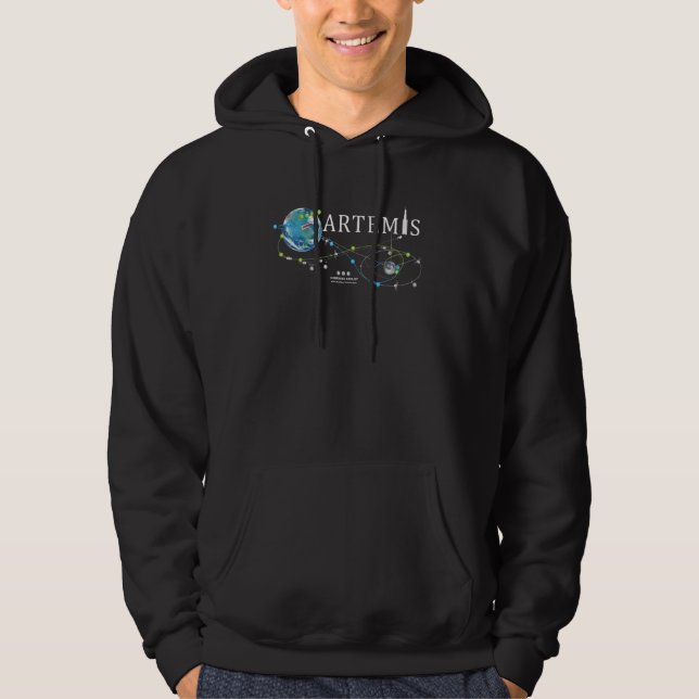 Artemis 1 Route Karta SLS Rocket Launch Uppdrag ti Hoodie (Framsida)