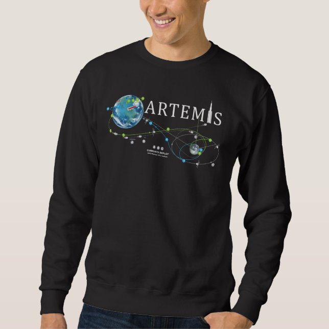Artemis 1 Route Karta SLS Rocket Launch Uppdrag ti Lång Ärmad Tröja (Framsida)
