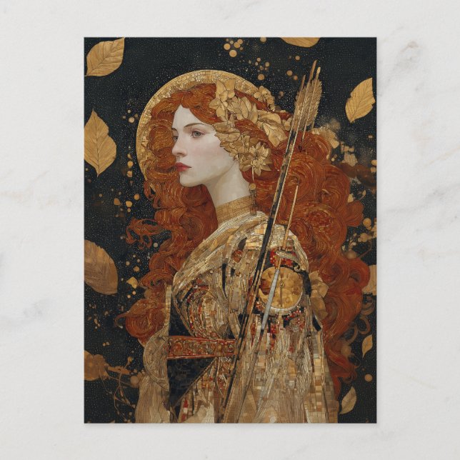 Artemis: Art Nouveau-jägerskan på hösten Vykort (Framsida)