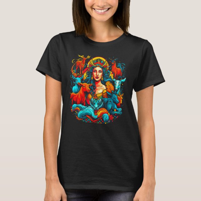 Artemis Greece Mythology Goddess guddess of Huntin T Shirt (Framsida)