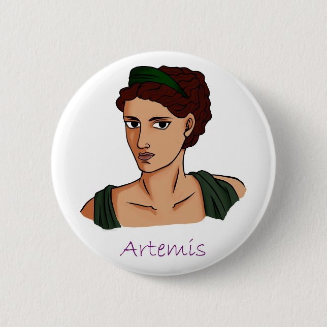 Artemis - Grekiska guddess Badge Knapp (Framsida)