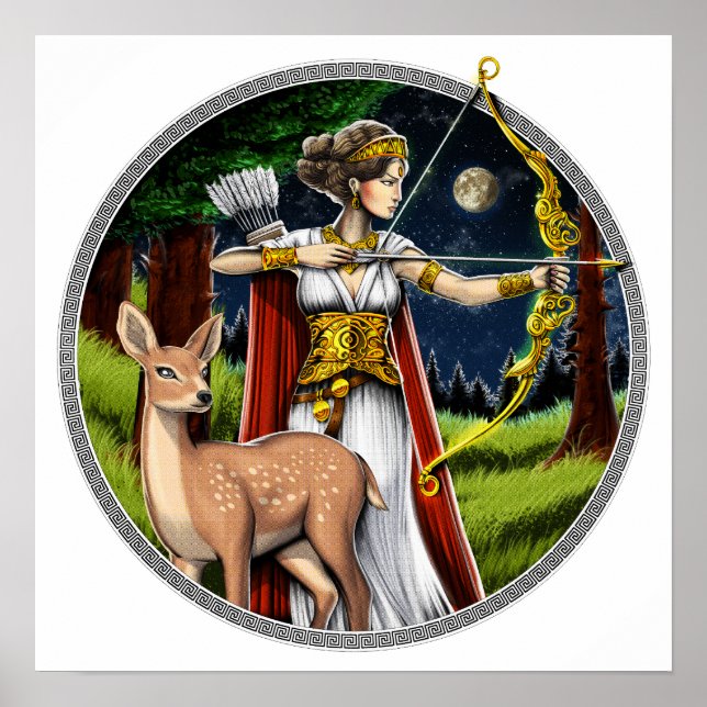 Artemis Grekiska Hunter Goddess Poster (Framsidan)