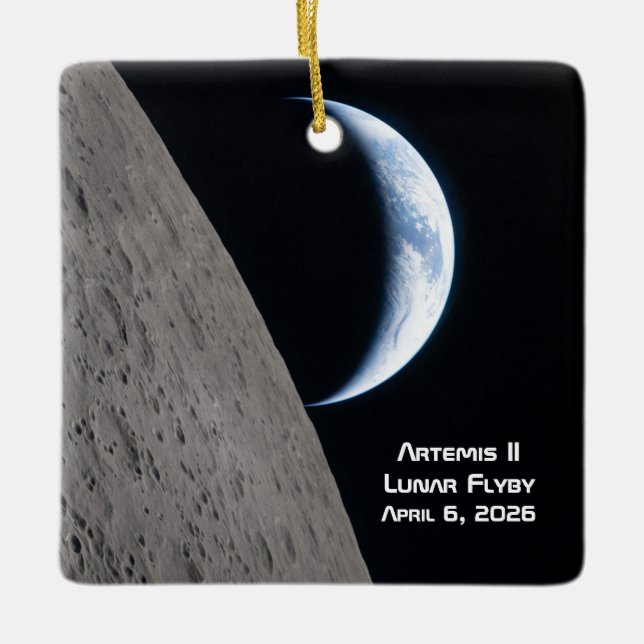 Artemis II Lunar Flyby Julgransprydnad Keramik (Framsida)