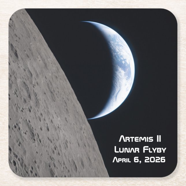Artemis II Lunar Flyby Underlägg Papper Kvadrat (Framsidan)