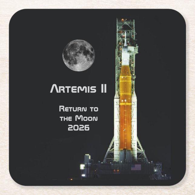 Artemis II Moon Mission Underlägg Papper Kvadrat (Framsidan)