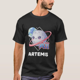 Artemis II Moon with Pink Rings & Earth  T Shirt