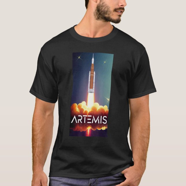 Artemis Launch SLS Måne Rocket Orbit Space T Shirt (Framsida)