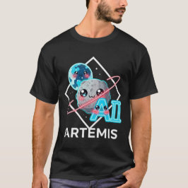 Artemis Neon Logo - Cute Moon Planet Space Art T Shirt