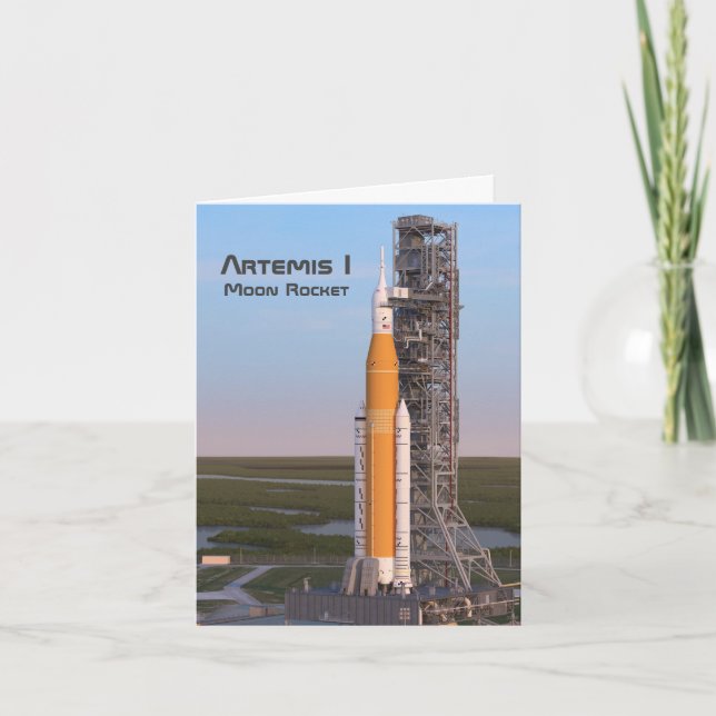 Artemis One Måne Rocket på Pad Kort (Framsida)