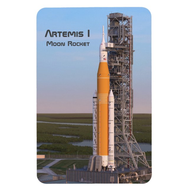 Artemis One Måne Rocket på Pad Magnet (Vertikal)