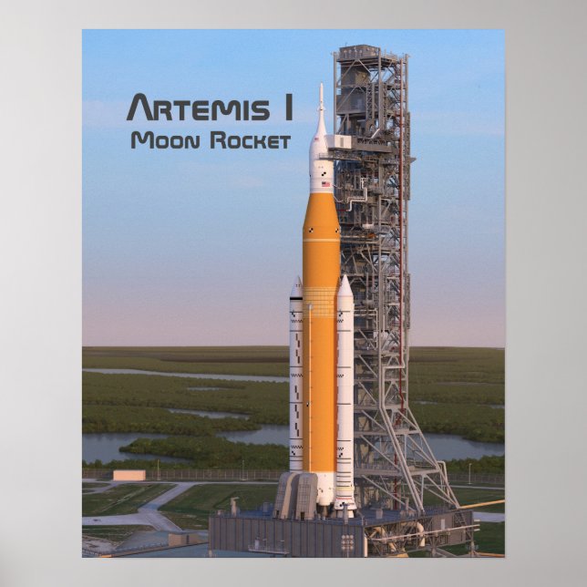 Artemis One Måne Rocket på Pad Poster (Framsidan)