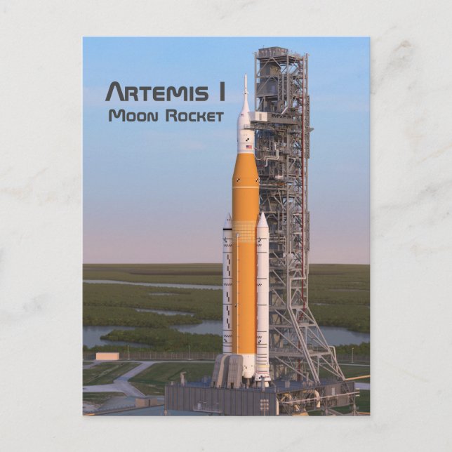 Artemis One Måne Rocket på Pad Vykort (Framsida)