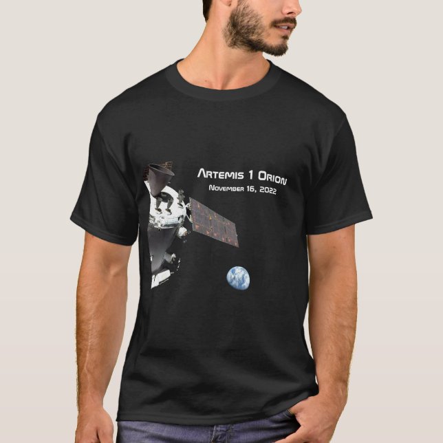 Artemis Orion Spacecraft Blue Marble T Shirt (Framsida)