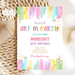 Arten i Party-borstar Craft Painting Girl Birthday Inbjudningar