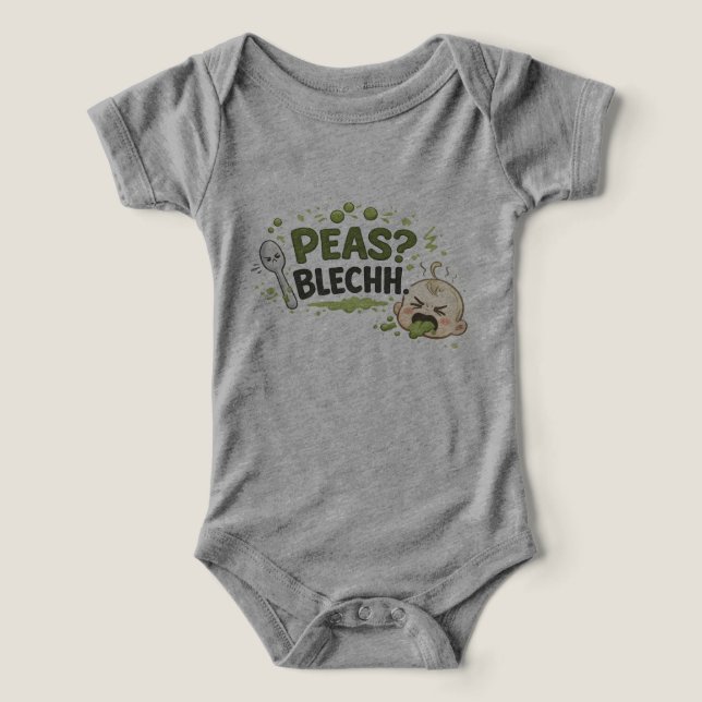 Ärter? Blechh. Grinig Bebis Måltids Bodysuit T Shirt (Design Framsida)