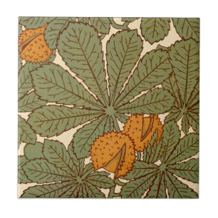 Arter + Crafts 1880s Minton Horse Chestnut Repro Kakelplatta