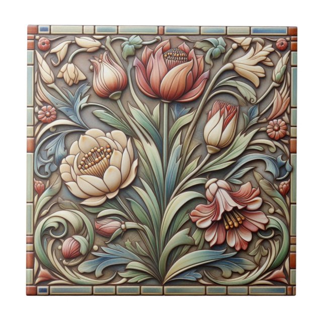 Arter & Crafts Blommigt Stil Decorative Ceramic Ti Kakelplatta (Framsidan)