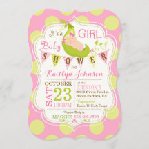 Ärter i en inbjudan till en Pod Baby Shower