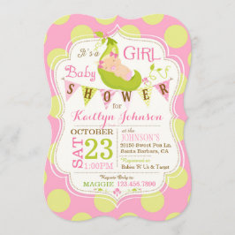 Ärter i en inbjudan till en Pod Baby Shower