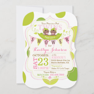 Ärter i en Pod African Twillingars Baby Shower-inb Inbjudningar