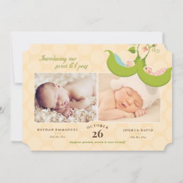 Ärter i en Pod Twillingar 2 Bilder Birth Notice Inbjudningar