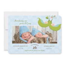 Ärter i Pod Twin Boys 1 Pic Birth Notice