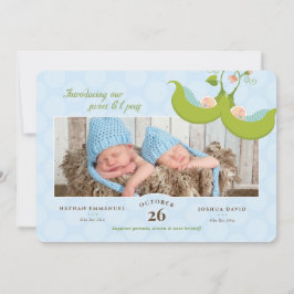 Ärter i Pod Twin Boys 1 Pic Birth Notice Inbjudningar