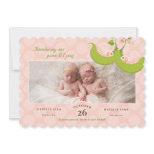 Ärter i Pod Twin Girls 1 Pic Birth Notice