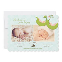 Ärter i Pod Twin Girls 2 Bilder Birth Notice