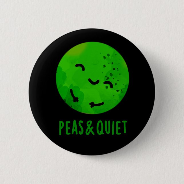 Ärter och Quiet Funny Veggie Pea Pun Mörk BG Knapp (Framsida)