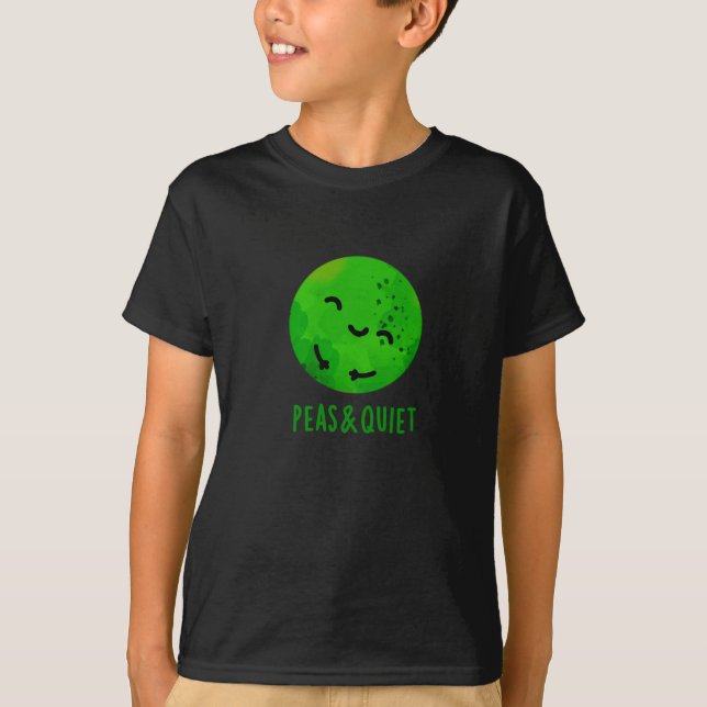Ärter och Quiet Funny Veggie Pea Pun Mörk BG T Shirt (Framsida)