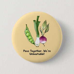 Ärter och Veggie Best Friends Pun Knapp