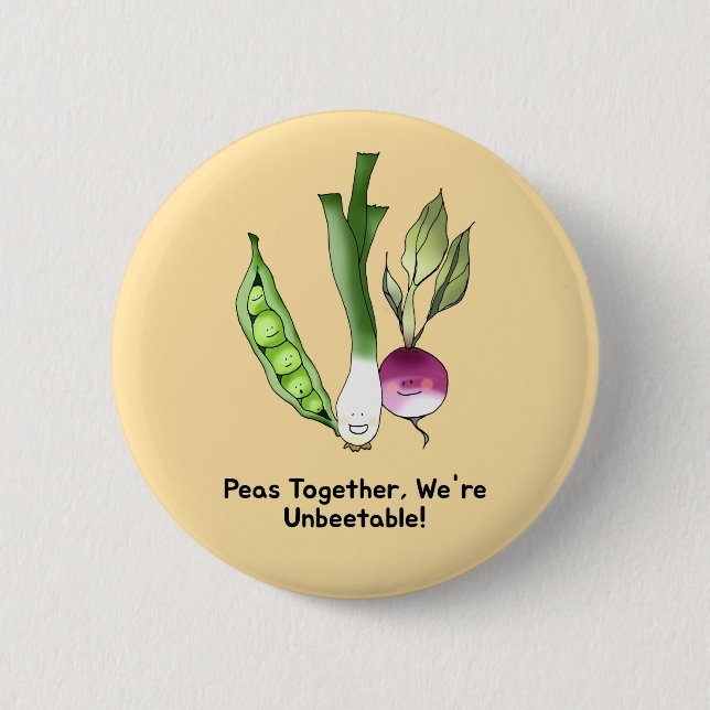 Ärter och Veggie Best Friends Pun Knapp (Framsida)