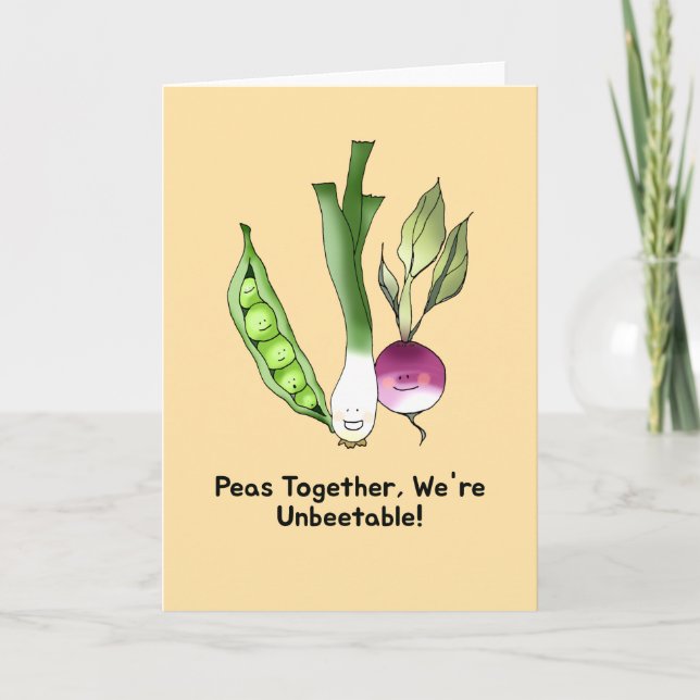 Ärter och Veggie Best Friends Pun Kort (Framsida)