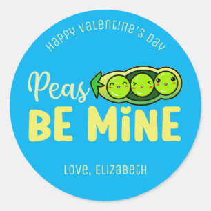 ärter som är min ynka pun Cute Valentine Day Blue Runt Klistermärke