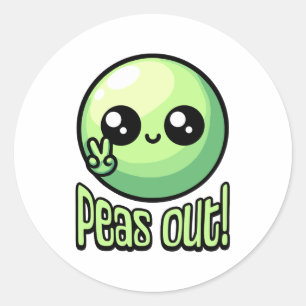 Ärter ute! Cute Pea Fredstecken Pun Runt Klistermärke
