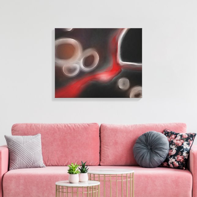 Arteriell motif: Abstrakt Black, White & Red Canvastryck (Insitu (Vardagsrum))