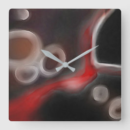 Arteriell motif: Abstrakt Black, White & Red Fyrkantig Klocka