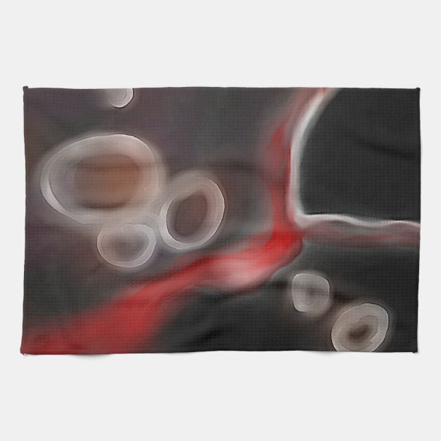 Arteriell motif: Abstrakt Black, White & Red Kökshandduk (Horisontell)