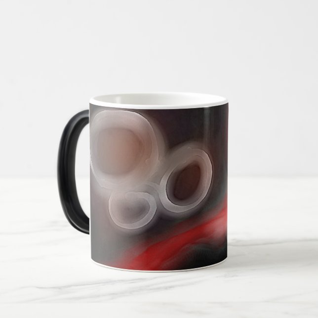 Arteriell motif: Abstrakt Black, White & Red Magisk Mugg (Framsida vänster)